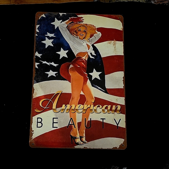 American Beauty Vintage Aluminum Decorative Sign - Picture 1 of 4